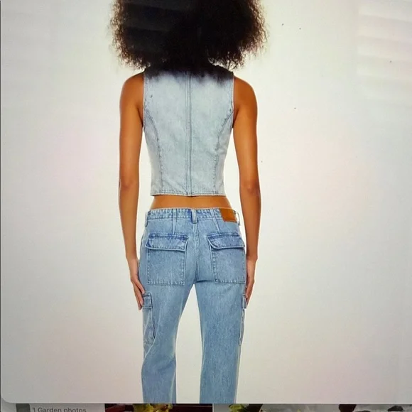 Denim Forum 90’s Mia Denim Blue Buttoned Vest - Picture 9 of 10